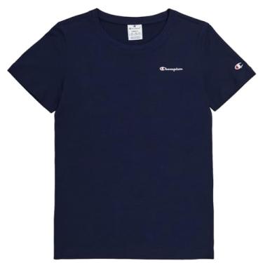 Imagem de Champion Camiseta feminina clássica, escrita pequena, Azul-marinho, PP