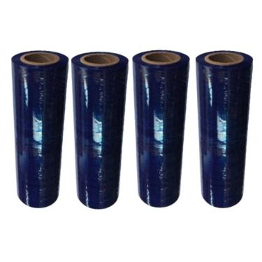 Imagem de Bobina Filme Stretch Azul Manual 50Cm 16Kg Kit 4 Bobina