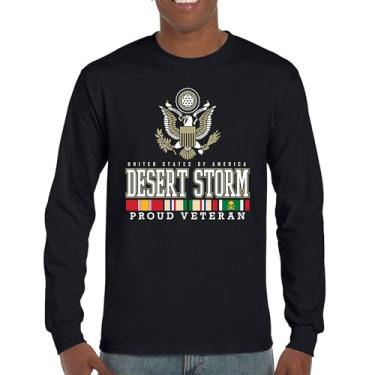 Imagem de Camiseta de manga comprida Desert Storm Proud Veteran American Army Gulf War Operation Served DD 214 Veterans Day Patriot, Preto, XXG