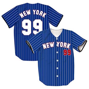 Imagem de TIFIYA Camisetas New York Judge 99 Stripes Baseball Jersey NY Softball para homens/mulheres/jovens, T264-azul-marinho, GG