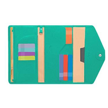 Imagem de ZOPPEN Carteira de viagem multiuso com bloqueio de RFID para passaporte Porta-cartão de vacina e passaporte, combo organizador de documentos com três dobras, essenciais para viagem, One Size, Elegante