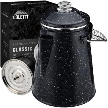 Imagem de COLETTI Coador clássico, 18 xícaras, esmalte preto, cafeteira para acampamento