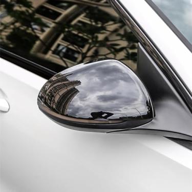 Imagem de ZiWen Capa de espelho retrovisor de porta preta brilhante de fibra de carbono esportiva para Mercedes-Benz C Class W206 S206 GLC X254 2023 2024 (preto brilhante)