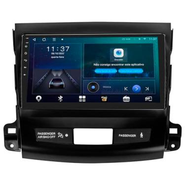 Imagem de Kit Multimídia 9'' Octa Core 2/32gb QLED CarPlay E Android Auto Sem Fio com Moldura e Chicotes Kronos Mitsubishi Outlander 2008 a 2012