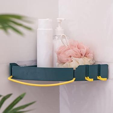 Imagem de Prateleiras de chuveiro ABS prateleira de armazenamento de canto de vaso sanitário, rack multifuncional sem perfuração, orifício de drenagem lavatório suporte de cozinha moderno cesta de suprimentos