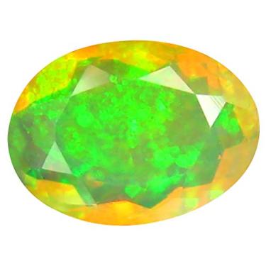 Imagem de 1,18 quilates AAA+ Qualidade da pedra preciosa corte oval (10 x 7 mm) opala arco-íris não aquecida genuína e extraída da pedra preciosa solta da Terra