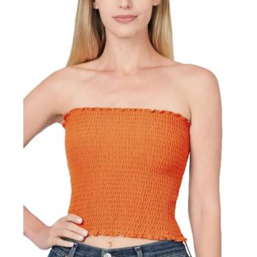 Imagem de Zenana Blusa de tubo elástico sexy, Coral neon, M