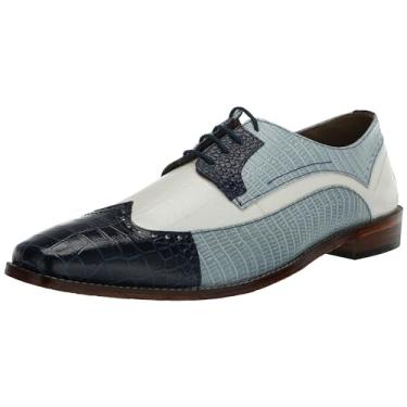 Imagem de STACY ADAMS Sapato Oxford masculino Gallinari Wingtip com cadarço, Azul escuro multi, 47