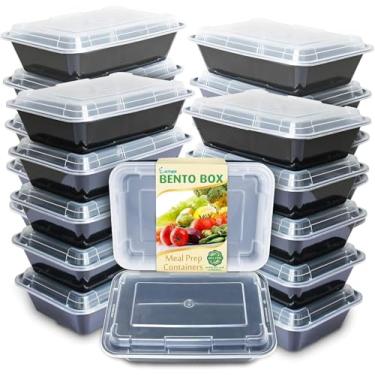 Imagem de Potes Bento Enther para refeições, com tampas, capacidade de 793 g, preto, pacote com 20
