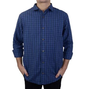 Imagem de Camisa Masculina Ogochi ML Casual Flanela Slim Azul - 001514-Masculino