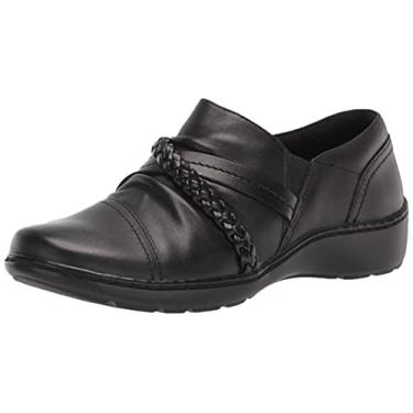 Imagem de Clarks Mocassim feminino Cora trançado, Couro preto, 8.5