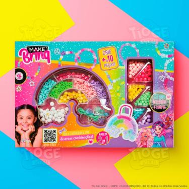 Imagem de Kit de Miçangas Infantil Porta-joias Arco-íris Faça Você Mesmo Bijuterias Pulseiras Colares Acessórios Makebrinq