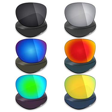 Imagem de 6 pares de lentes polarizadas de substituição Mryok para óculos de sol Oakley Latch – Stealth preto/vermelho fogo/azul gelo/prata titânio/verde esmeralda, ouro 24K