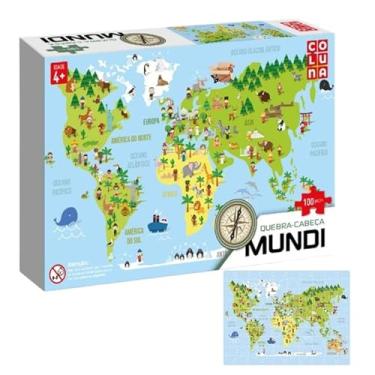 Imagem de Brinquedo Pedagógico Educativo Quebra Cabeça Infantil Mapa Mundi 100 Peças