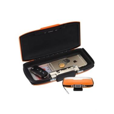 Imagem de Cofre de praia portátil para armazenamento esportivo com trava de combinação e chave de cabo de segurança (laranja)