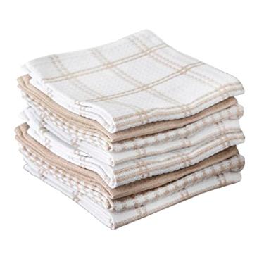 Imagem de T-fal Panos de prato premium waffle (pacote com 8), 30,5 x 33 cm, altamente absorventes, super macios de longa duração 100% algodão liso waffle para lavar louças, areia