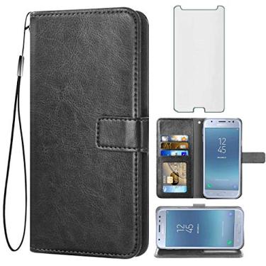 Imagem de Asuwish Compatível com Samsung Galaxy J7 Prime 2017 J 7 Skypro Sky Pro J7V V S727VL, capa tipo carteira de vidro temperado, protetor de tela, porta-cartões, capas para celular para Glaxay Halo 7J Perx