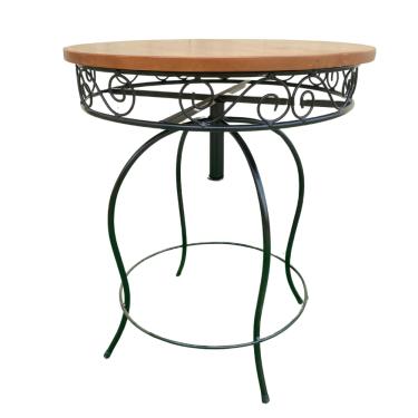 Imagem de Mesa Redonda em Ferro e Madeira 70cm Modelo Bolinha Sudeste Rústico