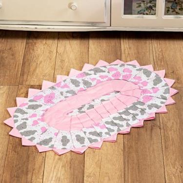 Imagem de Tapete Decoração Baby Infantil para quarto de bebê Nuvem Rosa Menina B