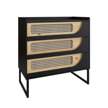 Imagem de Cômoda Édez Namur, 3 Gavetas, Preto Ônix - Herval