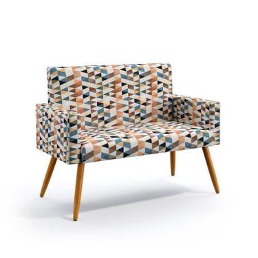 Imagem de Poltrona Namoradeira Vega Suede Estampado Laranja Aradecor