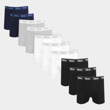 Imagem de Kit Cueca Boxer Mash Masculina 10 Peças, Preto, Branco, P