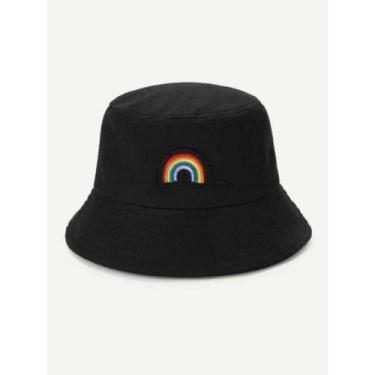 Imagem de Chapéu Boné Bucket Preto com Arco Íris LGBT - Rei Look