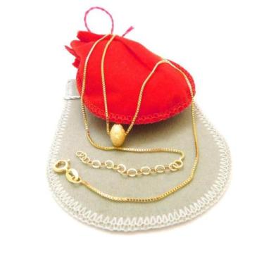 Imagem de Corrente Feminina 45/50cm 1mm Bola Oval Folheada Ouro CR616 - WNBIJOUT