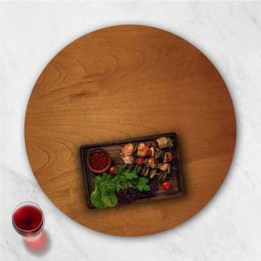 Imagem de Bandeja Giratória Laminado Sobrepor Mesa De Café Mel 70cm - Sanna Deco