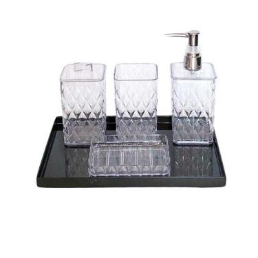 Imagem de Kit pia porta algodão escova dente saboneteira banheiro dispenser sabã