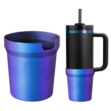 Imagem de Bota de silicone Chameleon gradiente fosco para Stanley Cup 850 g, capa protetora de manga alta compatível com Stanley H2.0 & Quencher Adventure Tumbler, protetor inferior antiderrapante, roxo marinho
