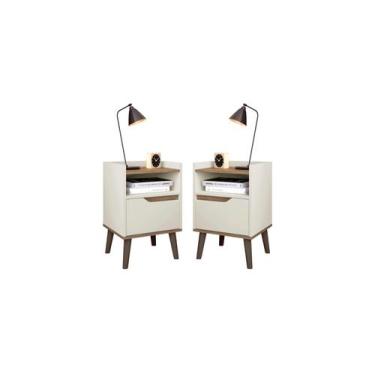 Imagem de Kit Mesa de Cabaceira Gabriela Off White - Pek Móveis