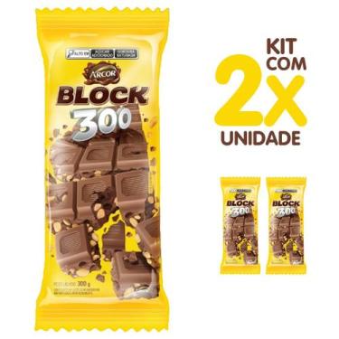Imagem de Kit 2x Barra Chocolate Chock Block 300g - Arcor