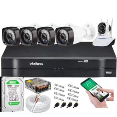 Imagem de Kit Cftv 4 Cameras Segurança 1080p Full Hd Dvr Intelbras 4ch 500gb + 2