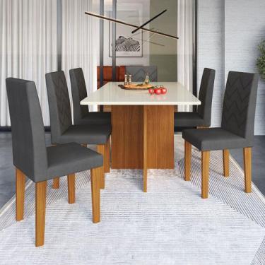 Imagem de Mesa Jantar 6 Lugares Miami Freijo/Off White/Grafite - Indekes - Indék