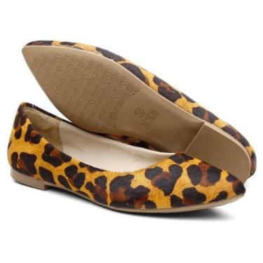 Imagem de Sapatilha Feminina Animal Print Onça Bico Fino Conforto Leve - Rubim C