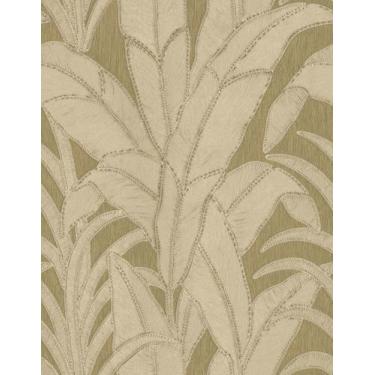 Imagem de Papel de Parede Adesivo Folhagem Bege Decoração Moderna Quarto - Sala 