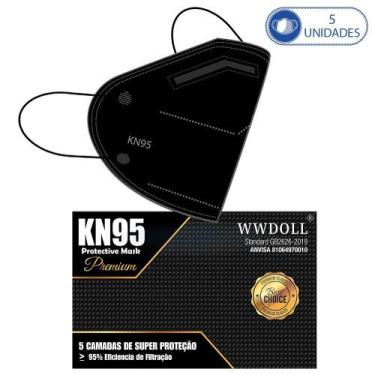 Imagem de 05 Unidades de Máscaras Kn95 Premium Pretas WWDoll