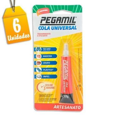 Imagem de Kit Cola Pegamil Universal para Artesanato 17g - 6 unidades