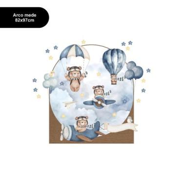 Imagem de Adesivo de parede Arco Urso Aviador para meninos - Primeiro Quarto