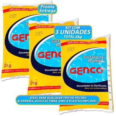 Imagem de Kit com 3 Sulfato de Alumínio Genco Decanta e Clarifica Água de Piscin