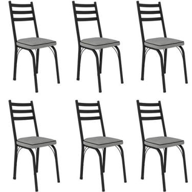 Imagem de Kit 6 Cadeiras para Cozinha Tubular D-13 Nara de Aço - Artefamol, Pret