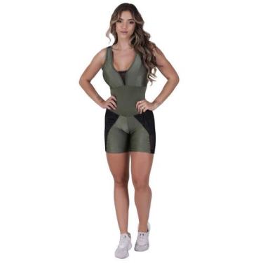 Imagem de MACAQUINHO FITNESS CURTO FEMININO CIRRÊ RELEVO E LISO BOJO ORBIS Verde