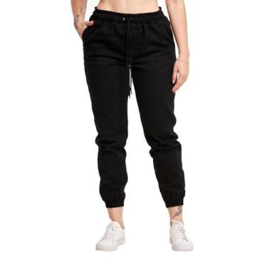 Imagem de Calça Jogger Sarja Feminina Skinny Com Punho S01F - Wooks, G, Preto