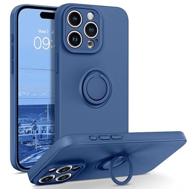 Imagem de BENTOBEN Capa de celular compatível com iPhone 15 Pro Max 2023, capa de anel de borracha de silicone macio e gel de silicone à prova de choque à prova de choque para meninas mulheres meninos e homens, design azul profundo