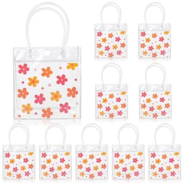 Imagem de JarThenaAMCS Boho, florais, transparentes, sacos de presente com flores, em PVC, para lembrancinhas de festa com alças fofas margaridas decorativas para casamento, aniversário, chá de bebê,