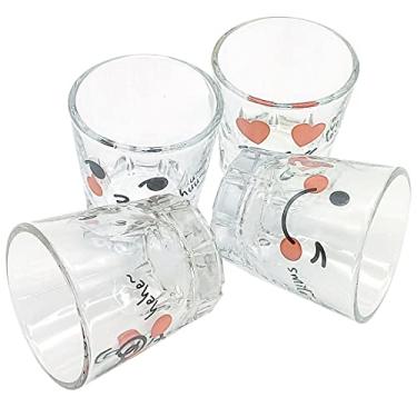 Imagem de SUPIA Drunk Soju Conjunto de 4 copos de shot e tampas de garrafa de borracha de silicone 4 peças 48 g, Soju coreano, uísque, tequila, vodca, expresso, sobremesas, decorações de festa, vidro