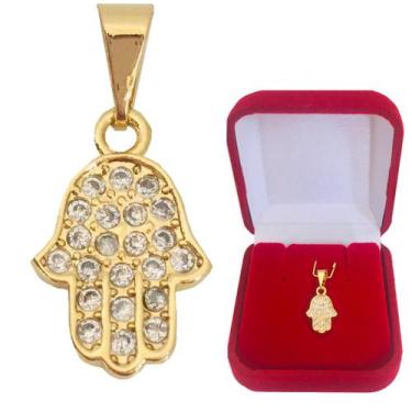 Imagem de Pingente Feminino Ponto de Luz Zircônias Cravejadas Folheada a Ouro 18