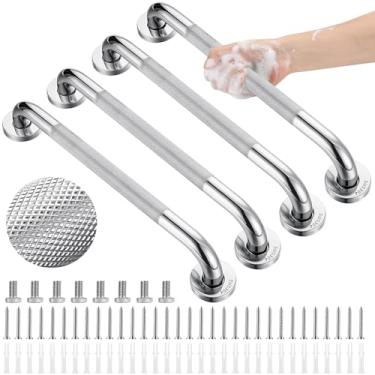 Imagem de Zonon Pacote com 4 barras de apoio antiderrapantes de 40,6 cm para chuveiro de aço inoxidável, trilhos de segurança para banheiro para idosos assistidos para deficientes, banheiras de vaso sanitário,