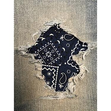 Imagem de Tecido bandana Peek-A-Boo Iron ON Patches da Holey Patches em diversas cores/tamanhos (azul marinho, 10 x 17,8 cm (conjunto com 2))